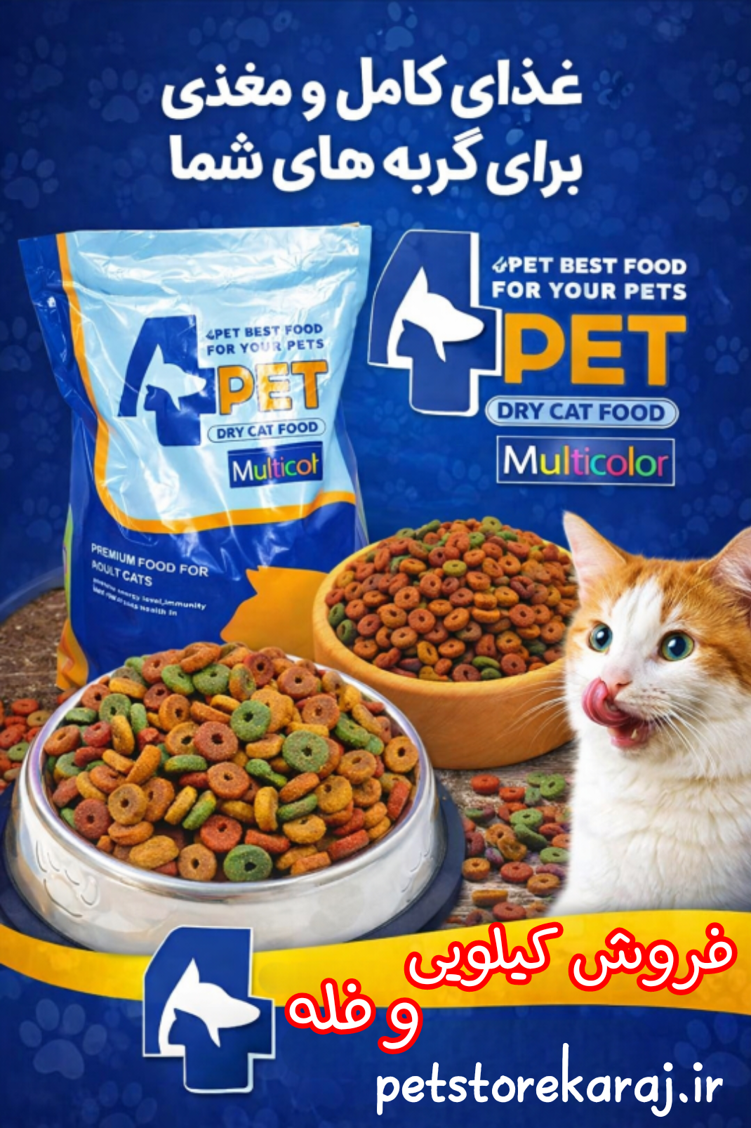 غذا خشک گربه برند فورپت 4pet مدل مولتی کالر
